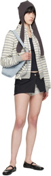 OPEN YY Gray & Beige Appliqué Zipup Sweatshirt