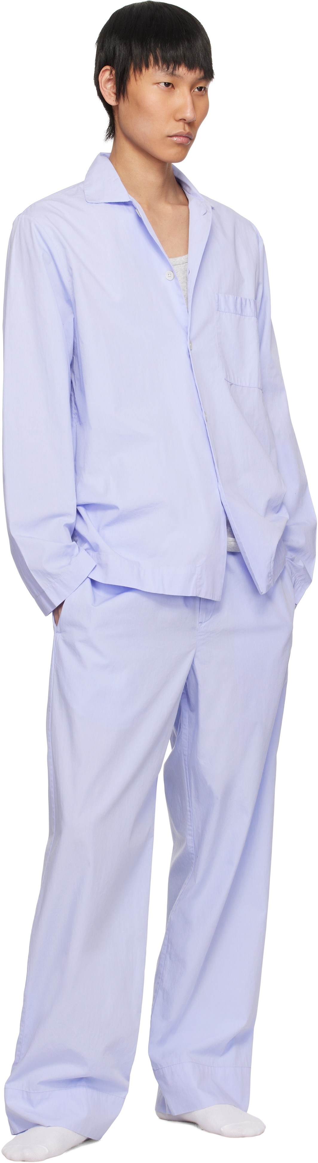 Tekla Blue Poplin Pyjama Pants