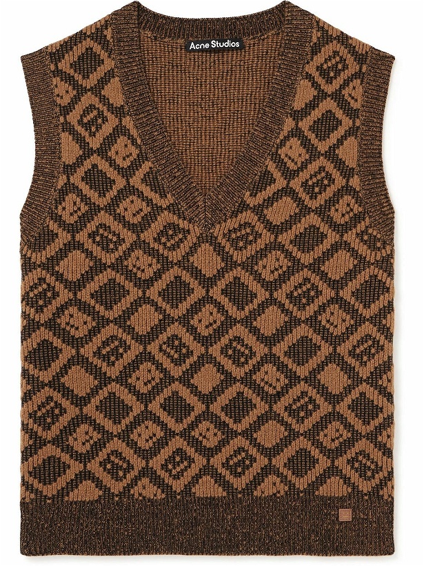 Photo: Acne Studios - Konny Logo-Jacquard Wool and Cotton-Blend Sweater Vest - Brown