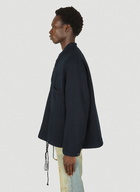 Collarless Twill Sports Jacket in Black