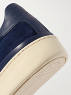 MULO - Leather-Trimmed Suede Slip-On Sneakers - Blue