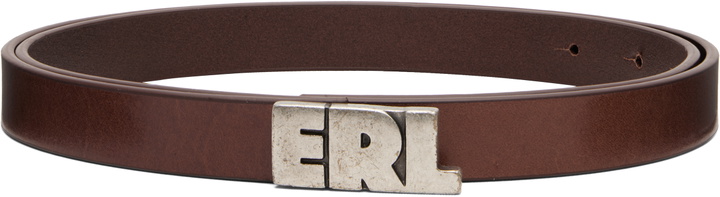 Photo: ERL Brown 'ERL' Skinny Leather Belt