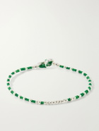 Mikia - Braided Cord and Sterling Silver Beaded Bracelet - Green