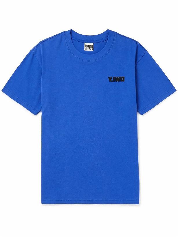 Photo: Y,IWO - Logo-Print Cotton-Jersey T-Shirt - Blue