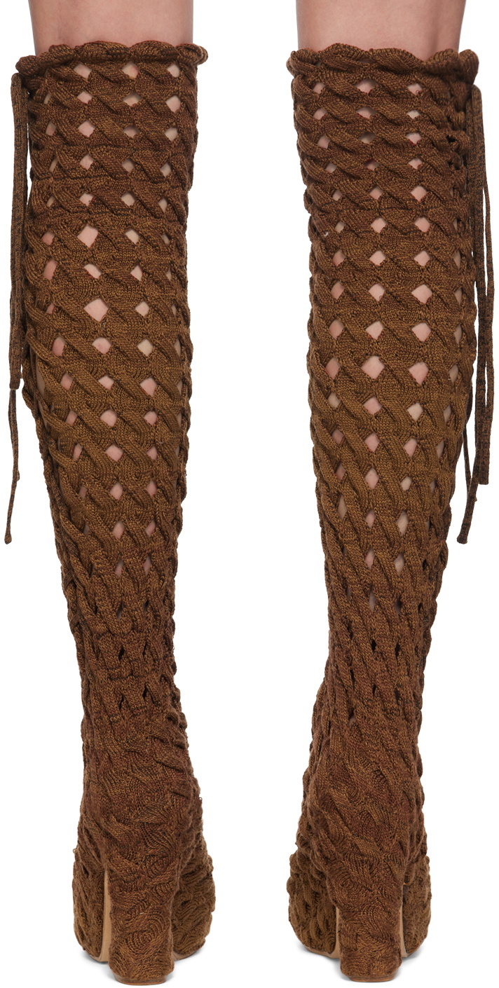 Isa Boulder SSENSE Exclusive Brown Spiralcable Tall Boots