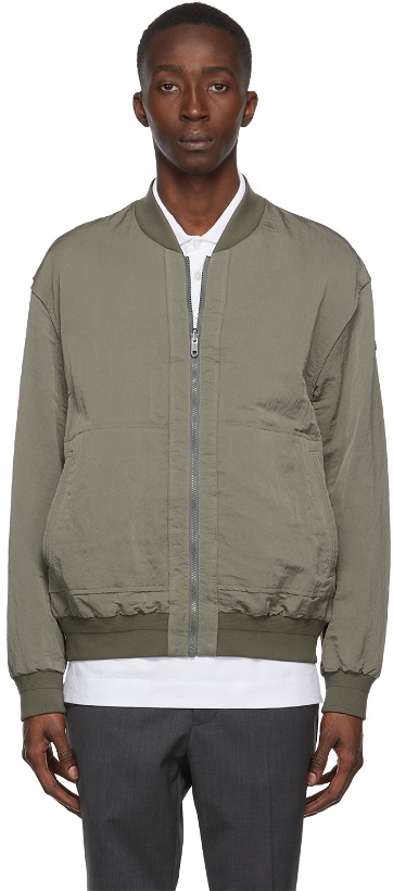 Photo: Z Zegna Reversible Khaki & Camouflage Crinkle Bomber Jacket