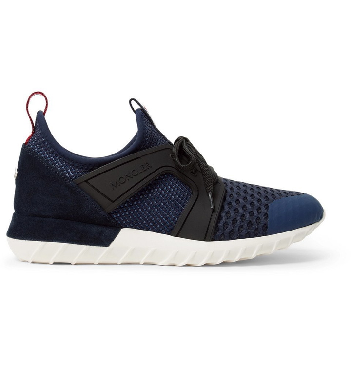 Photo: Moncler - Emilien Suede and Rubber-Trimmed Mesh Sneakers - Navy