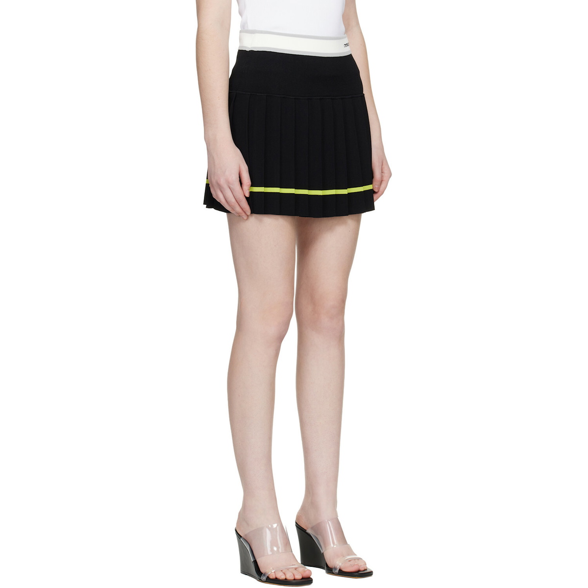 Casablanca Black Striped Pleated Miniskirt