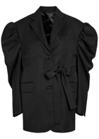 Simone Rocha Puff Sleeve Belted Gabardine Jacket Black