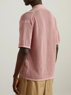 Piacenza Cashmere - Striped Crochet-Knit Cotton Shirt - Pink