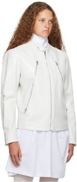 MM6 Maison Margiela White Zip Leather Jacket