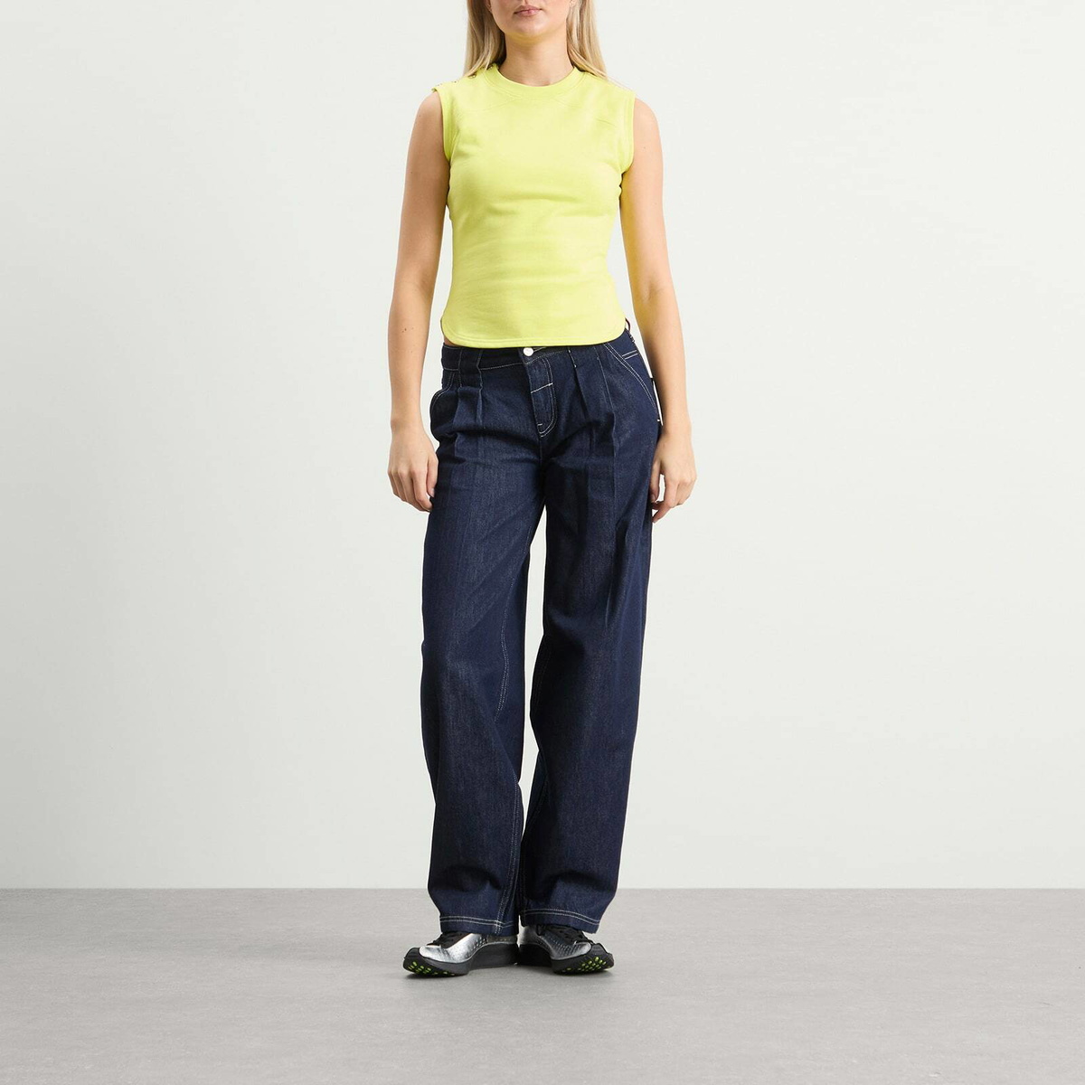 Peachy Den Women's Trixie Sweat Vest Top in Highlighter