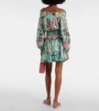 Camilla Floral off-shoulder silk minidress