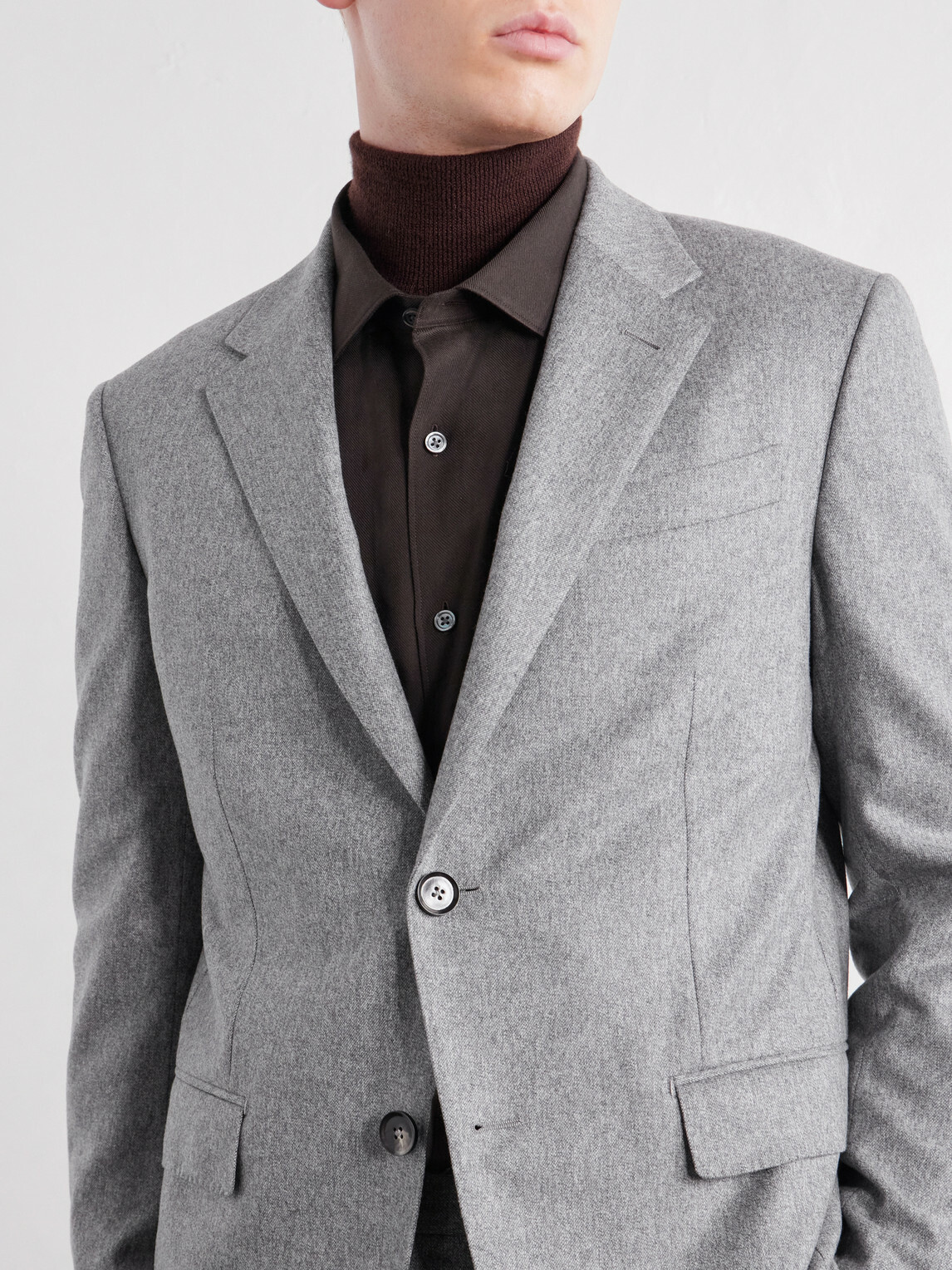 Zegna - Wool and Cashmere-Blend Mélange Flannel Suit Jacket - Gray