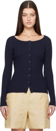 Silk Laundry Navy Ribbed Kia Cardigan