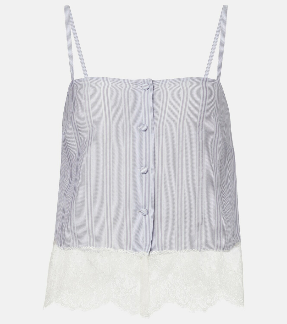 Frame Lace-trimmed striped silk camisole