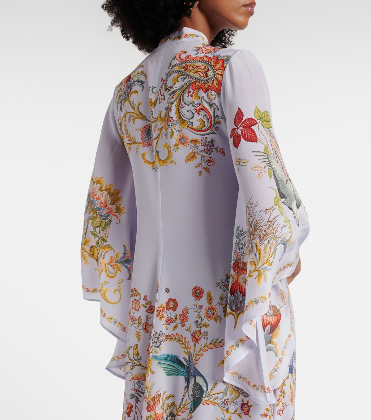Etro Scarf-detail floral silk maxi dress