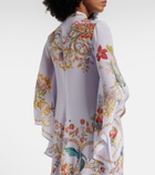 Etro Scarf-detail floral silk maxi dress