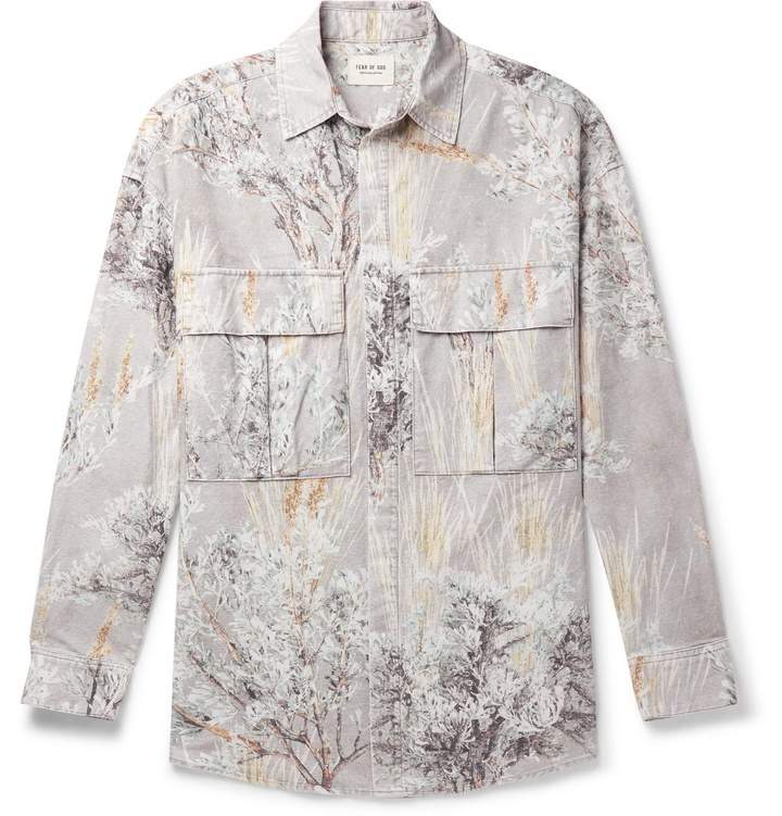 Photo: Fear of God - Oversized Printed Brushed-Cotton Shirt - Neutrals