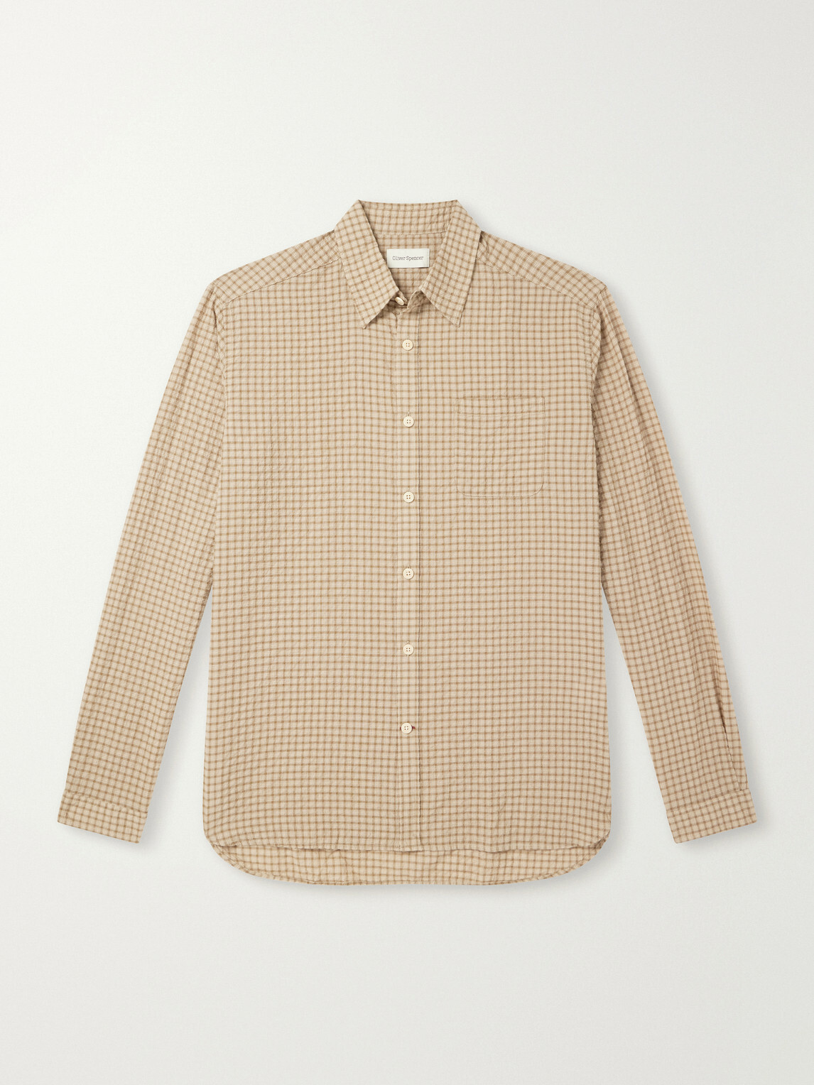Oliver Spencer - Checked Cotton-Blend Seersucker Shirt - Neutrals
