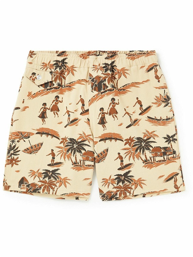 Photo: THE REAL MCCOY'S - Straight-Leg Printed Cotton-Twill Shorts - Neutrals