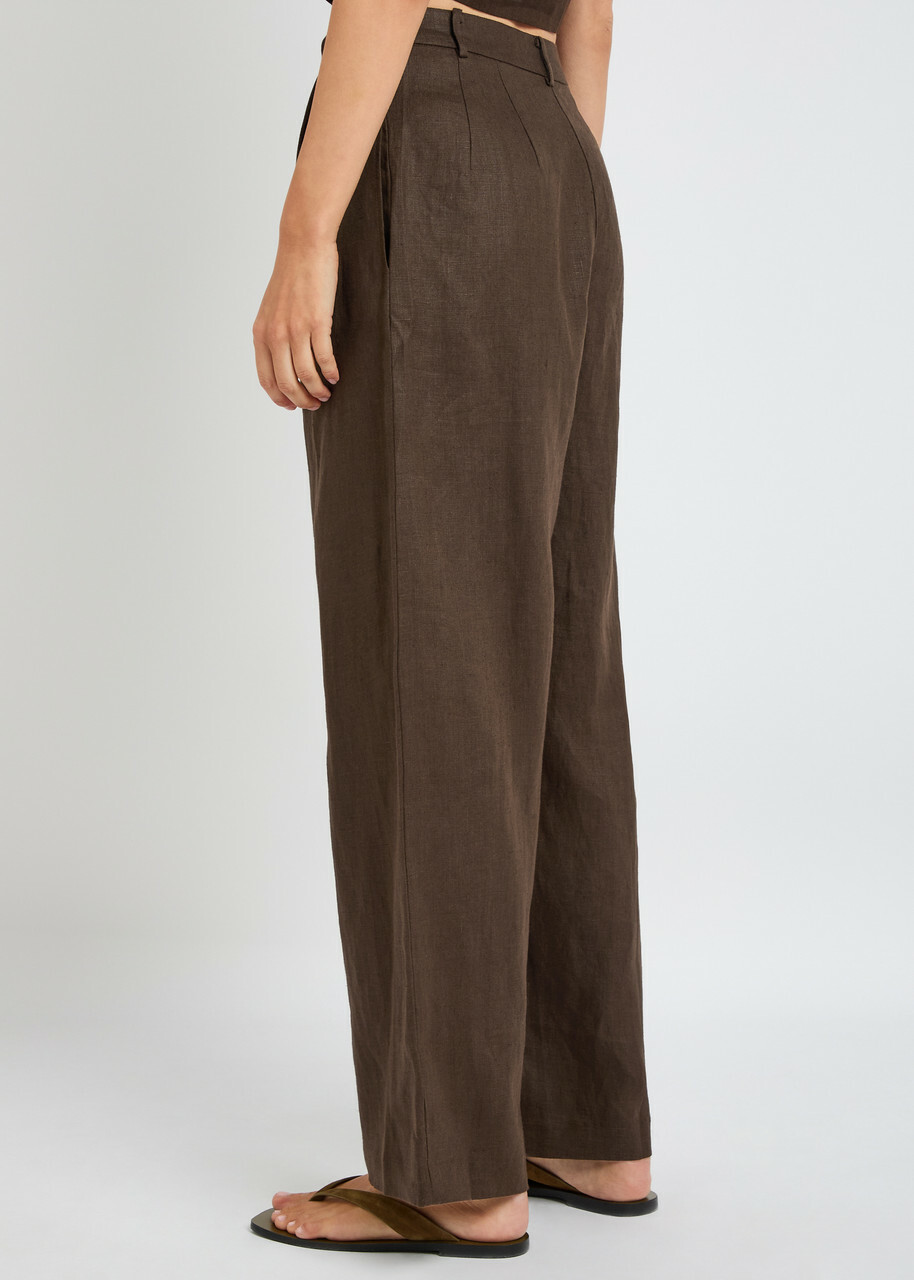 Faithfull The Brand Stevie Linen Trousers Brown