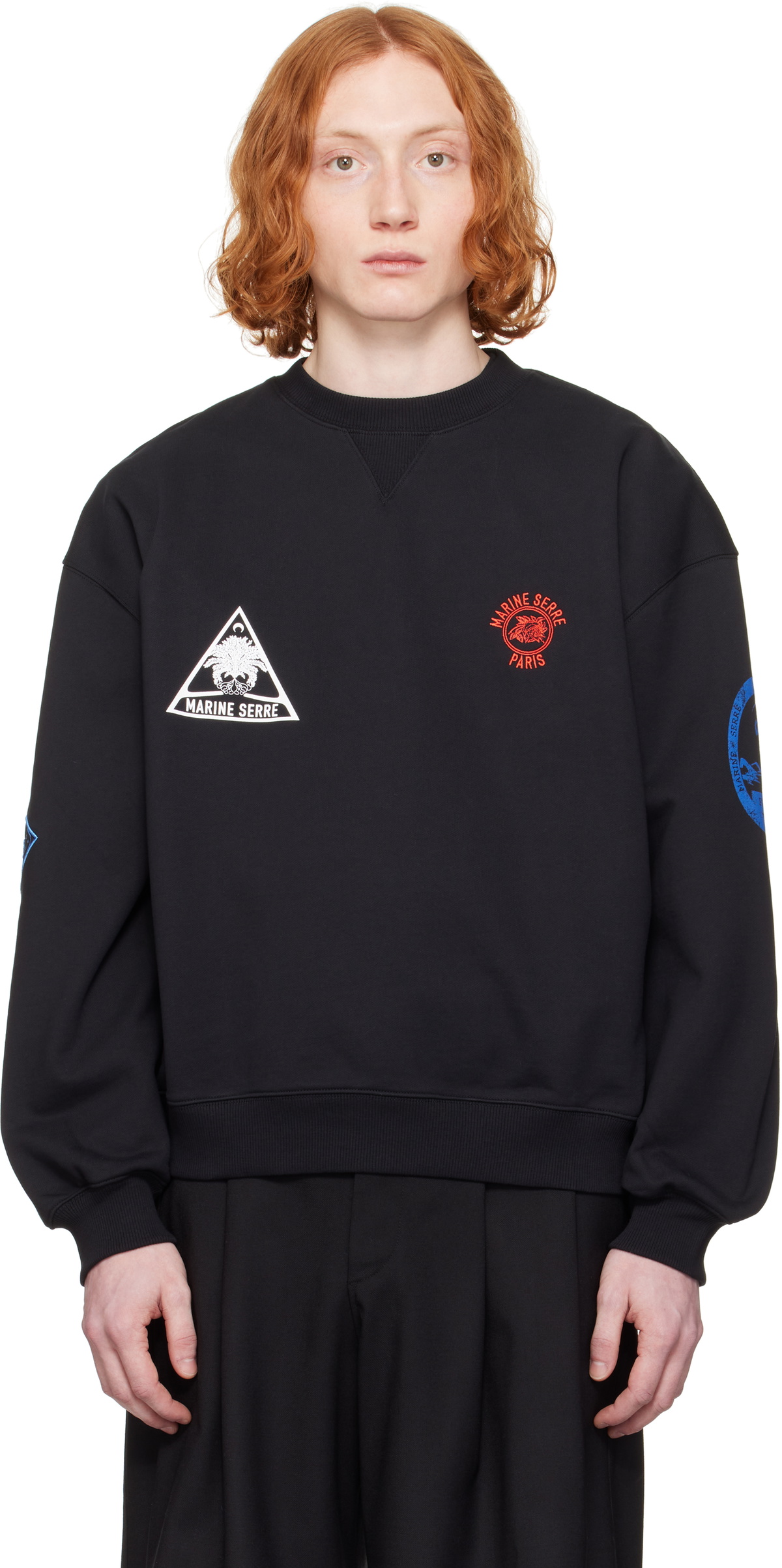 Marine Serre Black Souvenir Fleece Oversized Sweatshirt