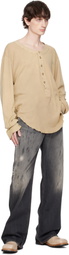 Edward Cuming Beige Light Cotton Pull-Me-Over Henley