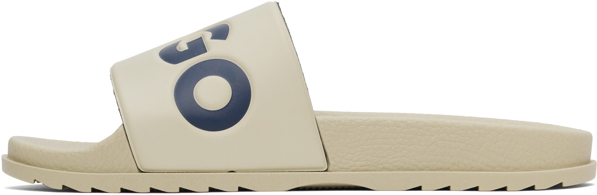 Hugo Beige Logo Strap Pool Slides