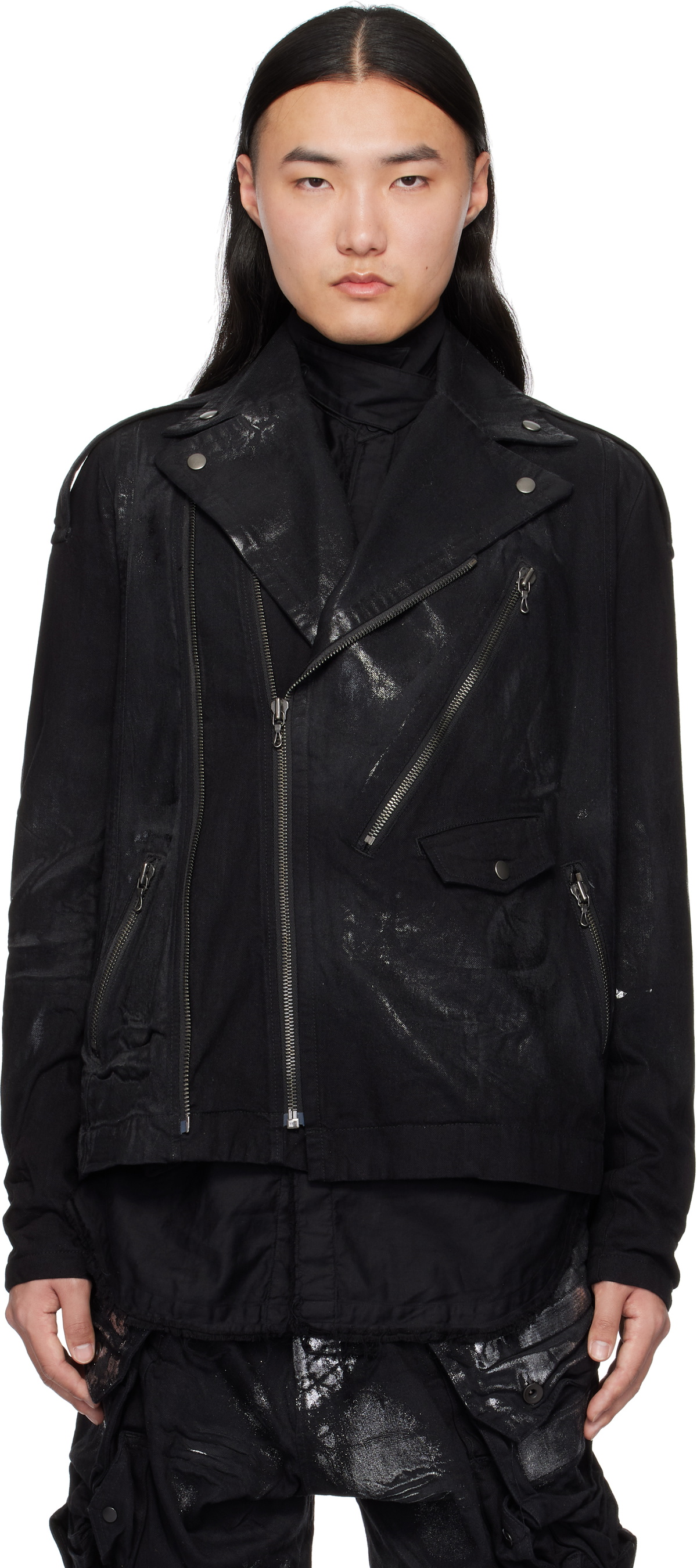 Julius 10OZ COATING DENIM BLOUSON / BLK Julius Black Ana-Moto JD