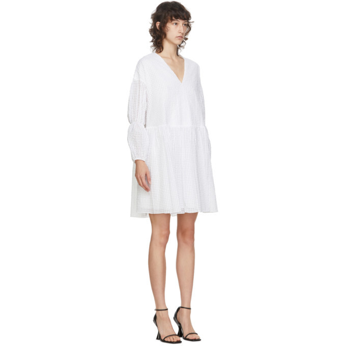 Edit White Tiered Sleeve Peplum Dress