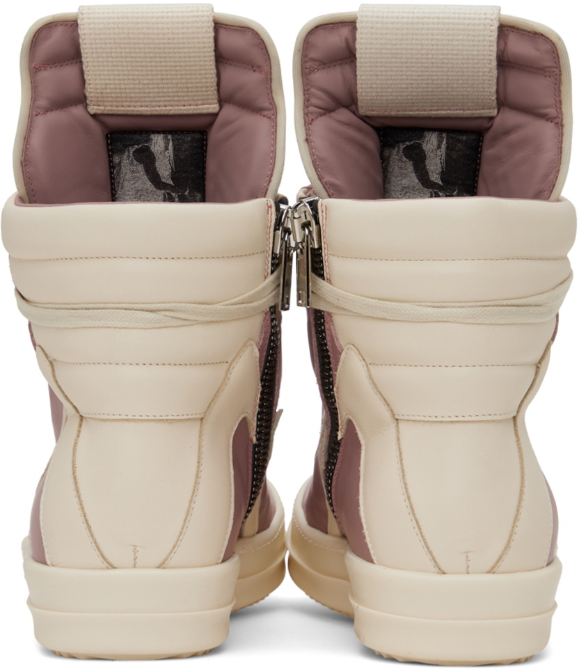 Rick Owens Pink & Off-White Geobasket Sneakers Rick Owens