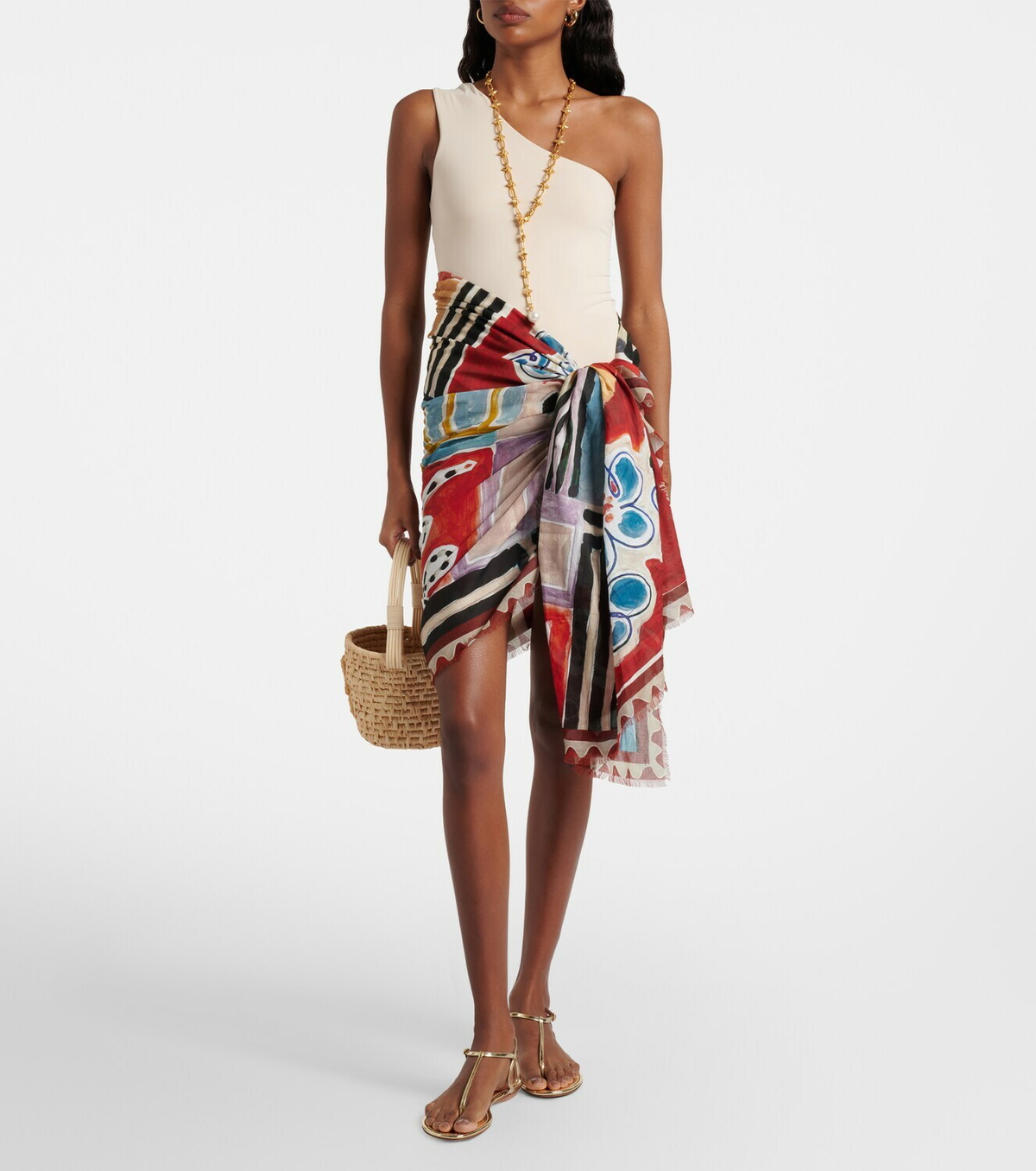 Alémais x LRNCE Michelle printed cotton beach cover-up