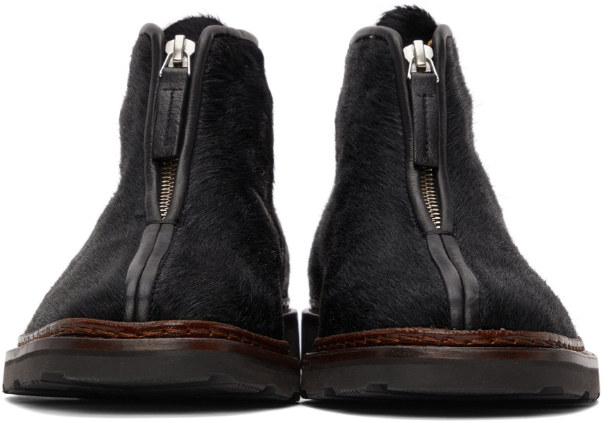 Lemaire Black Pony Hair Zipped Boots