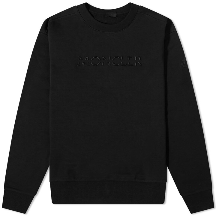 Photo: Moncler Men's Tonal Logo Crew Sweat in Black