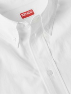 KENZO - Button-Down Collar Logo-Embroidered Cotton-Poplin Shirt - White