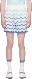 Casablanca White & Blue Wavy Gradient Shorts