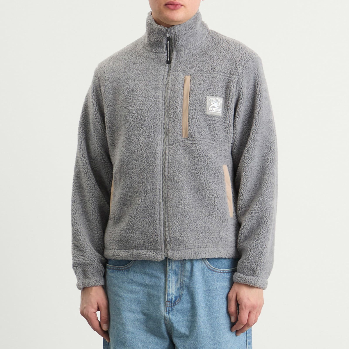 Butter Goods Men's Terrain Highpile Fleece Jacket in Grey
