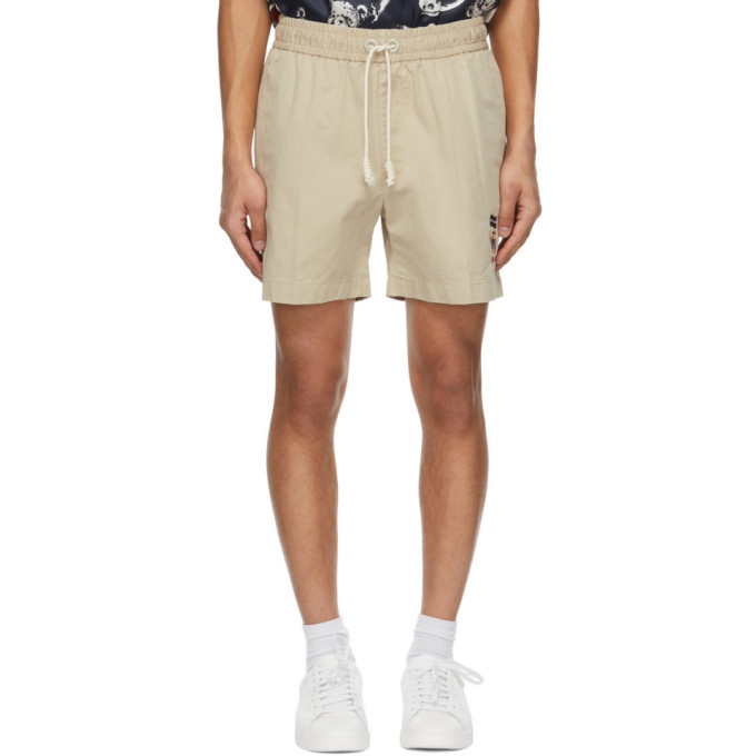 Photo: Palm Angels Beige Pirate Bear Chino Shorts