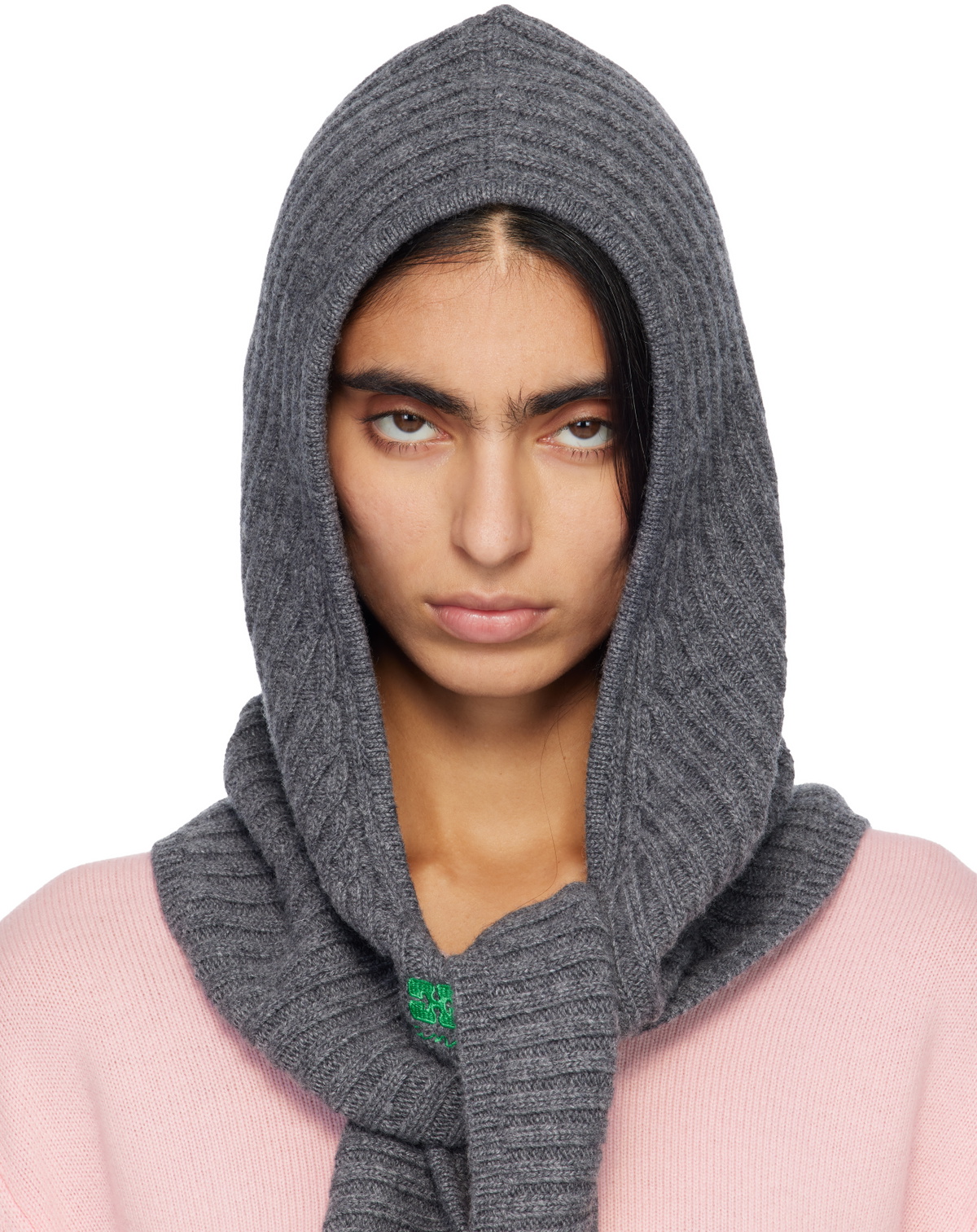 GANNI Women's Soft Wool Balaclava in Almond Milk GANNI