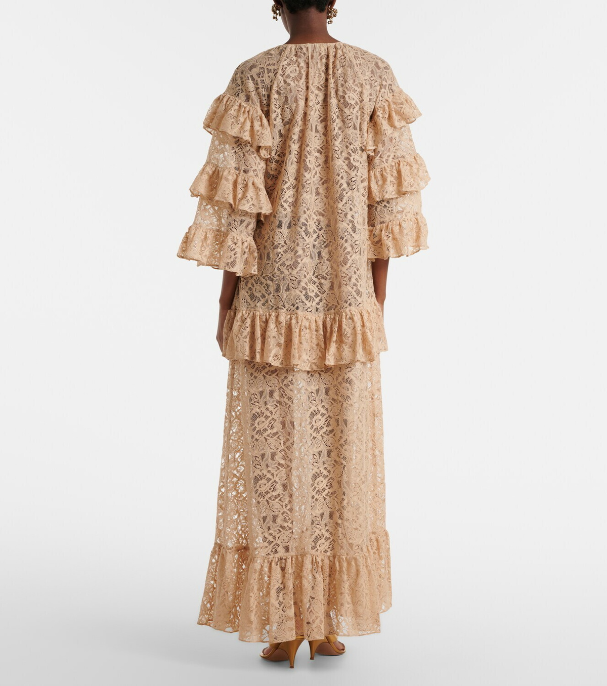 Adriana Degreas Ruffled lace maxi dress