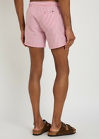 Boss Striped Logo-embroidery Seersucker Swim Shorts Red