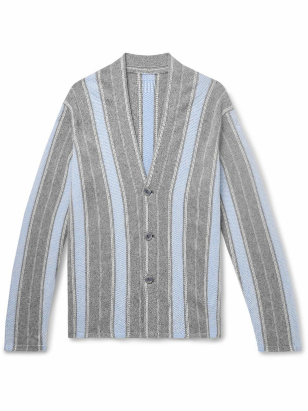 Photo: Guest In Residence - Baja Everywear Striped Cashmere Cardigan - Gray