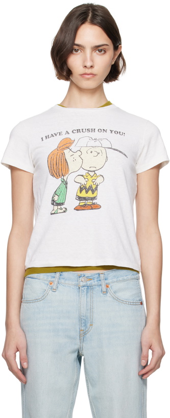 Photo: Re/Done White Classic 'Peanuts Crush' T-shirt