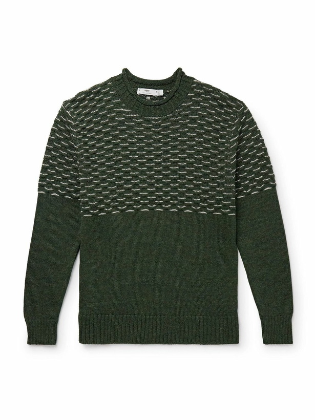 Photo: Inis Meáin - Seafoam Baby Alpaca and Silk-Blend Mock-Neck Sweater - Green