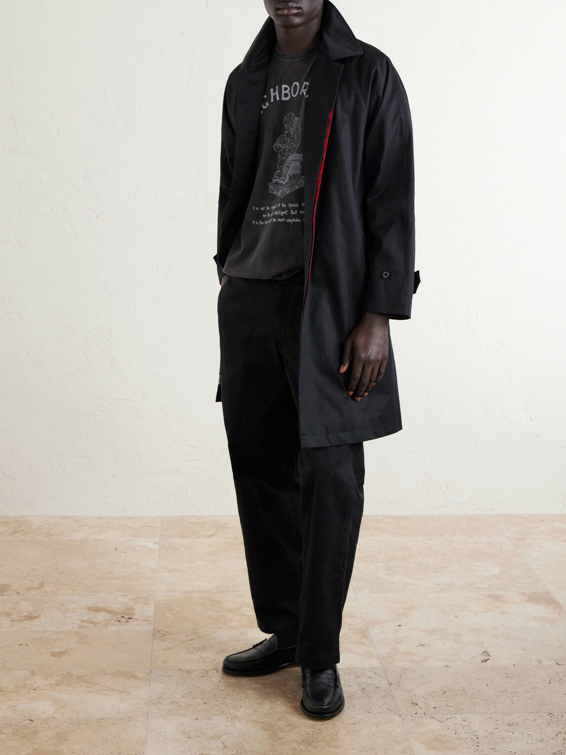 Neighborhood - Balcollar Cotton-Gabardine Trench Coat - Black