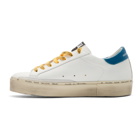 Golden Goose White and Blue Hi Star Sneakers