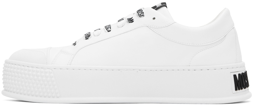 Moschino White Faux-Leather Sneakers Moschino