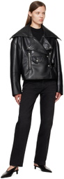 Nanushka Black Cinch Faux-Leather Jacket