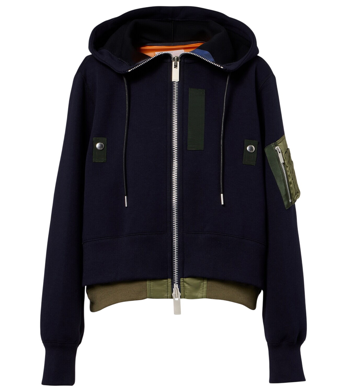 sacai Khaki Nylon Twill Hoodie Sacai